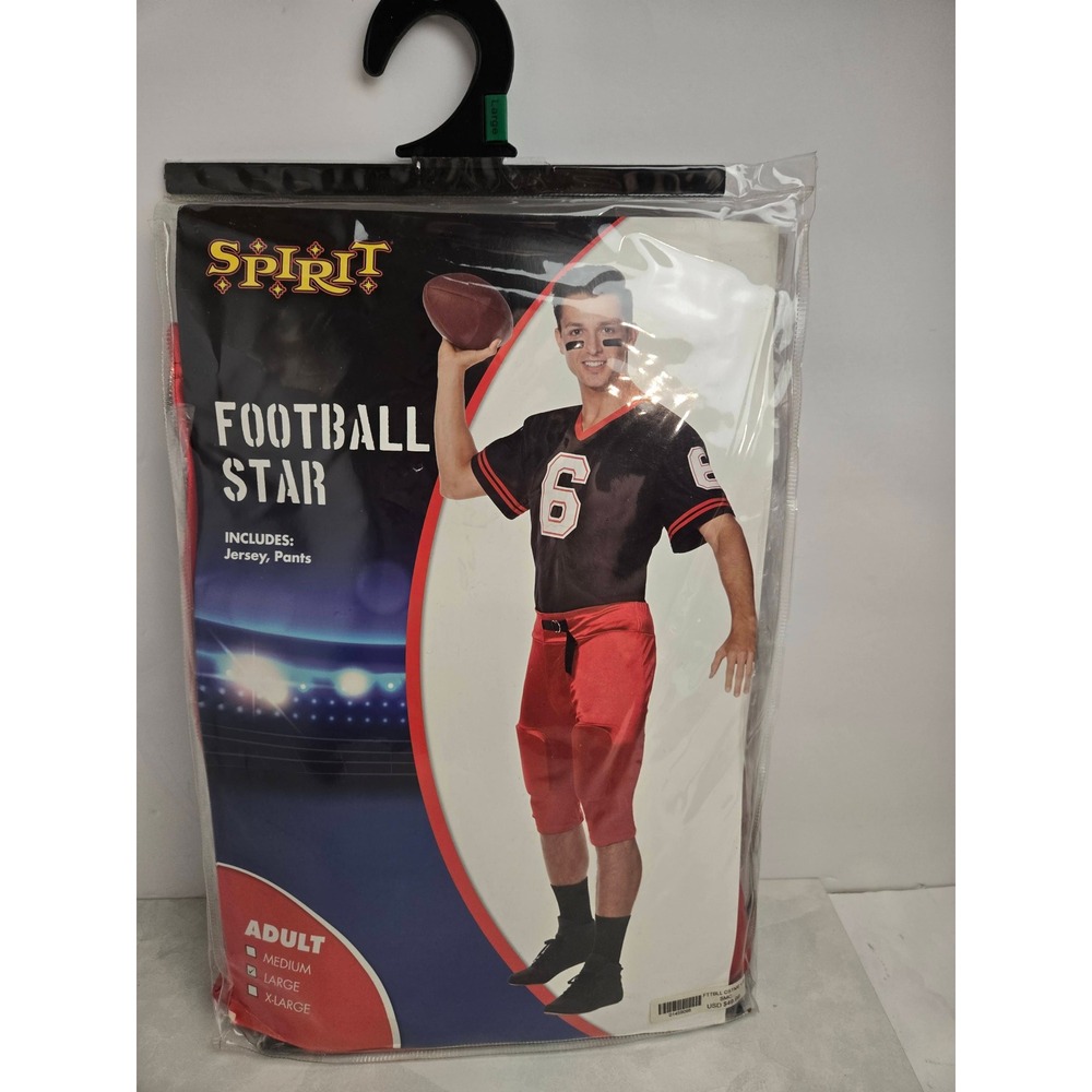 Spirit Halloween Football Star Costume Adult Large Jersey Pants‎ Black Red